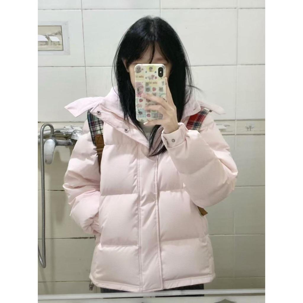 Gentle wind pink hooded warm cotton jacket women's winter new versatile and thin loose fashion bread clothes tide