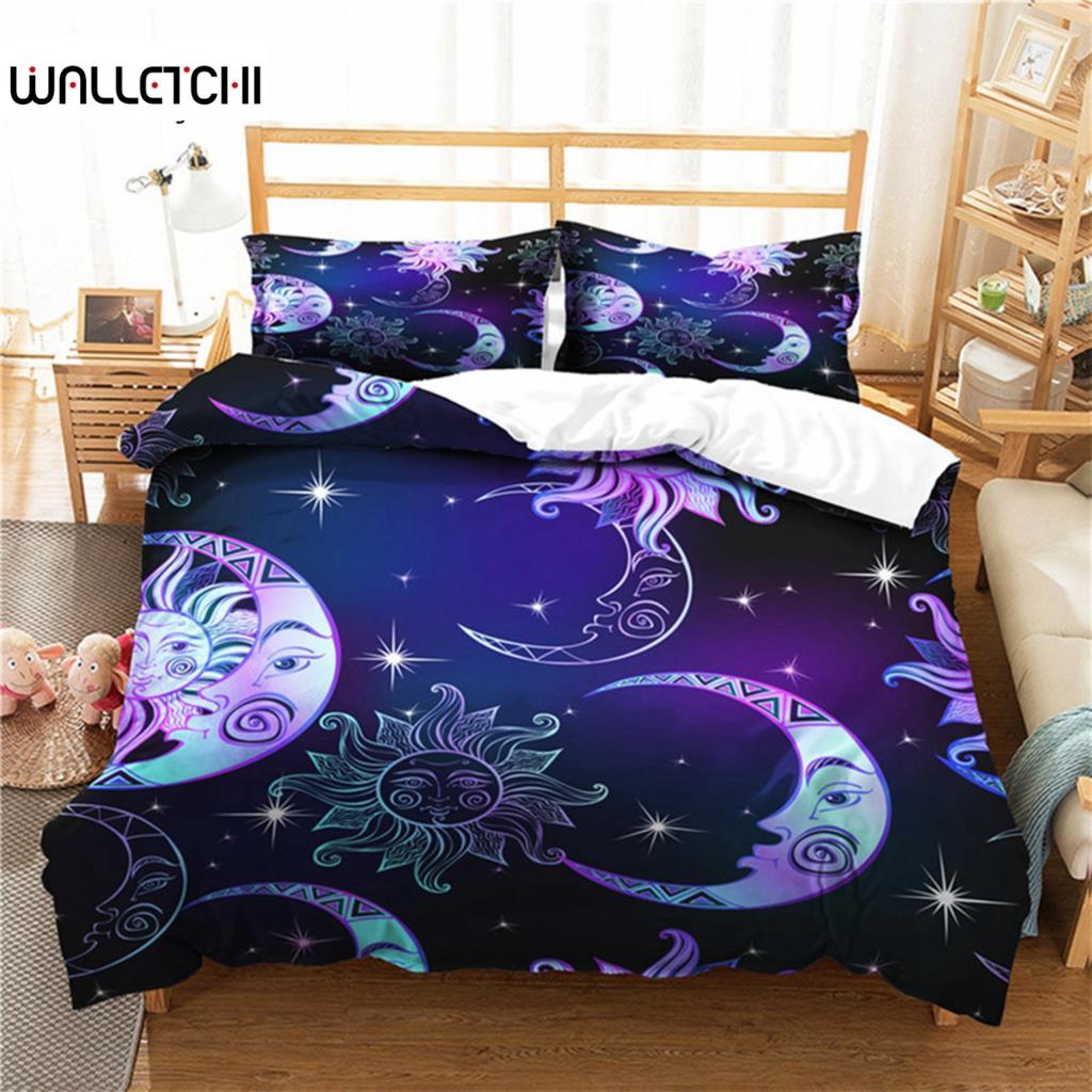 

Sun And Moon Duvet Cover Exotic Galaxy Stars Bedding Set Microfiber Astrology Comforter Cover Queen For Kids Boys Teens Bedroom EU single(135x200cm)