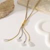Hot-selling Contrasting Color Multi-layer Fringed Pearl Sweater Chain Stainless Steel Bundle Tube Pull Y-shaped Long Neck Chain Women