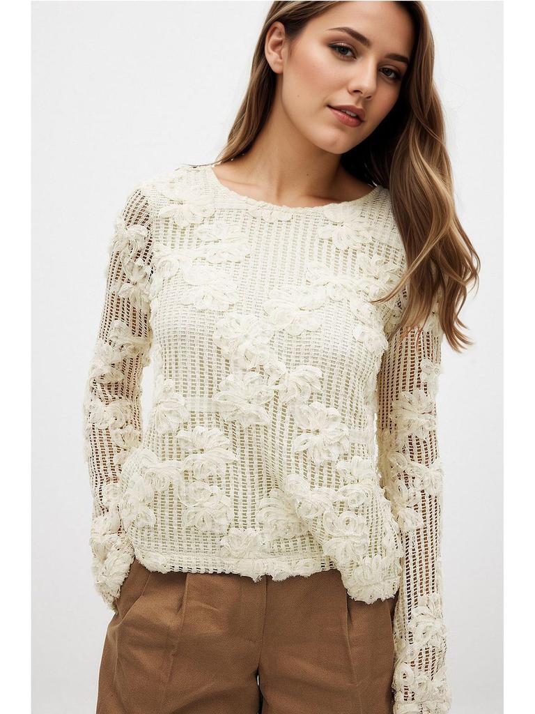 European and American High-End Hollow Crochet Knitwear: Women's New Long-Sleeved Autumn 2025 Top