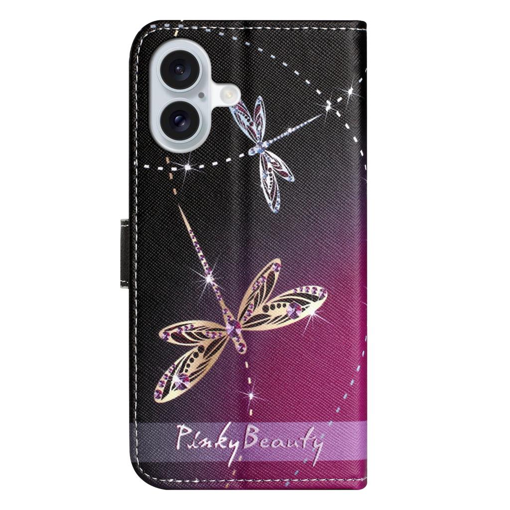 For iPhone 16 Plus Case Pattern Print PU Leather Wallet Phone Cover Cross Texture