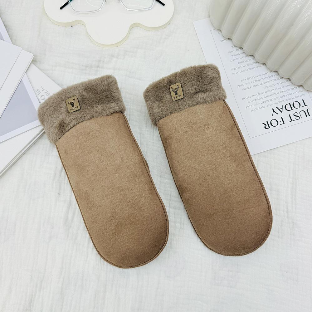 

Варежки осень-зима плюс бархат теплые для студентов, велоспорта, холодной погоды - ветрозащитные перчатки One Size коричневый