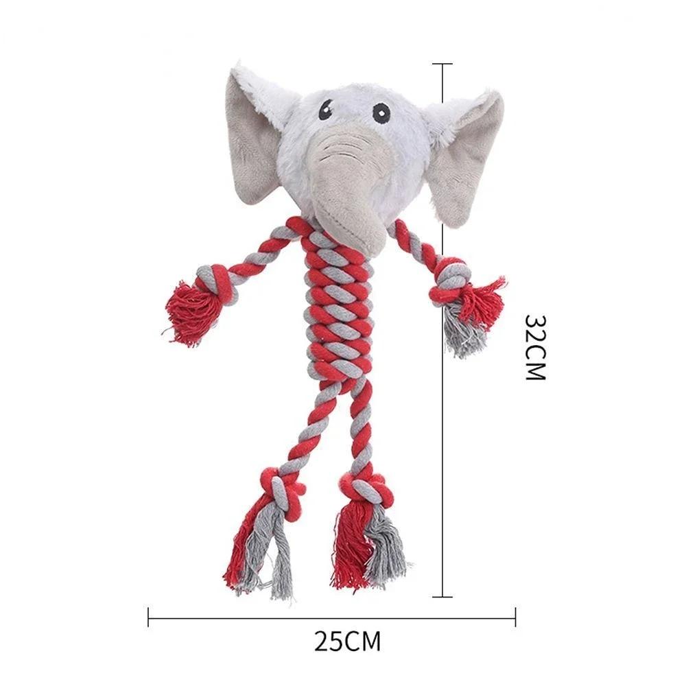 

Soft Plush Squeaky Dog Toy Bite Resistant Chew Stuffed Animal Shape Cotton Rope Toys For Small Dogs Pet Supplies