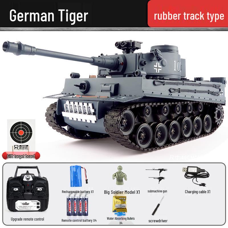 Brothers 812 German Tiger Remote Control Alloy Tank - Metal Tracked & Water Bomb Launching Toy for Boys
