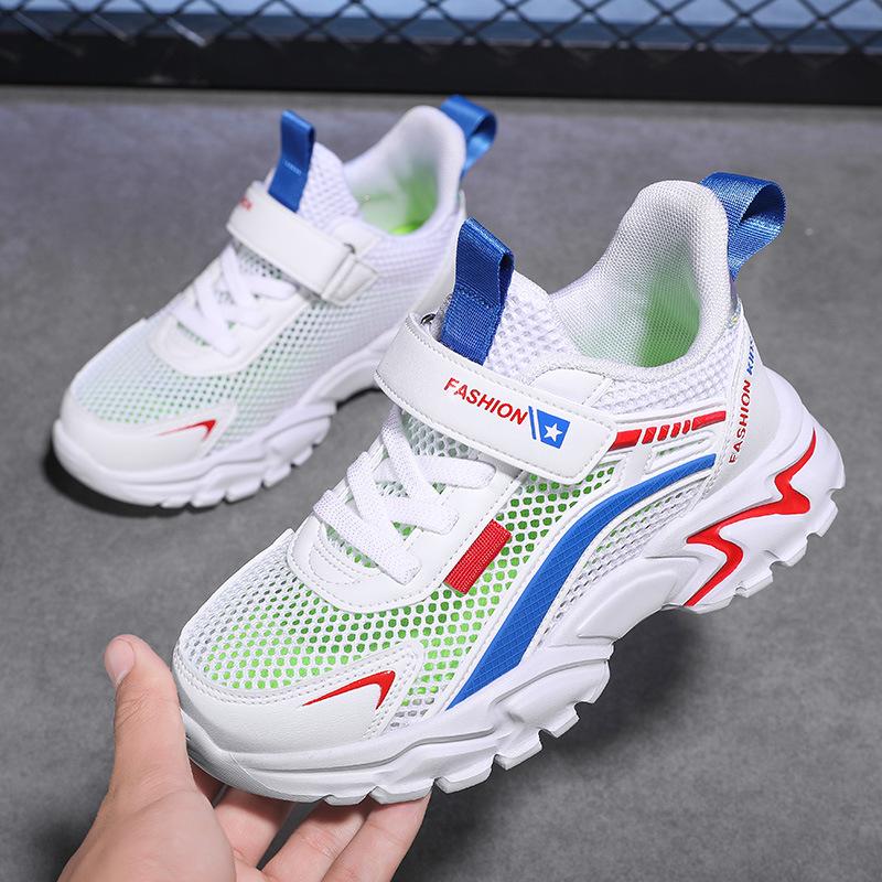 Children's sports shoes spring and summer mesh breathable middle and older children's casual running shoes boys and girls students low-top white shoes