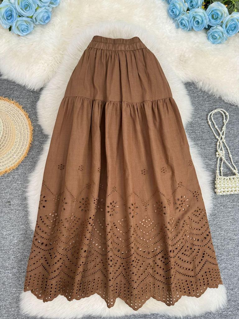European & American Lace Patchwork A-line Midi Skirt - Classic, Versatile & Stylish