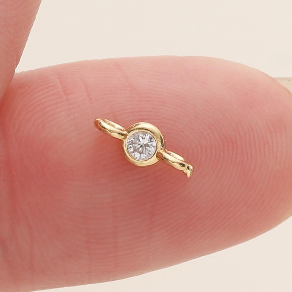 10Pcs 14/18K Gold Color Plated 2 Holes with Zircon Connect Charms Pendants for DIY Bracelet Necklace Jewelry Making Accessories