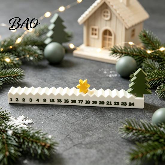 3D Printed Christmas Ornament Star Countdown Calendar, 24-Day Moving Advent Office Supplies Decoration for Kids Room Desk, Creative Holiday