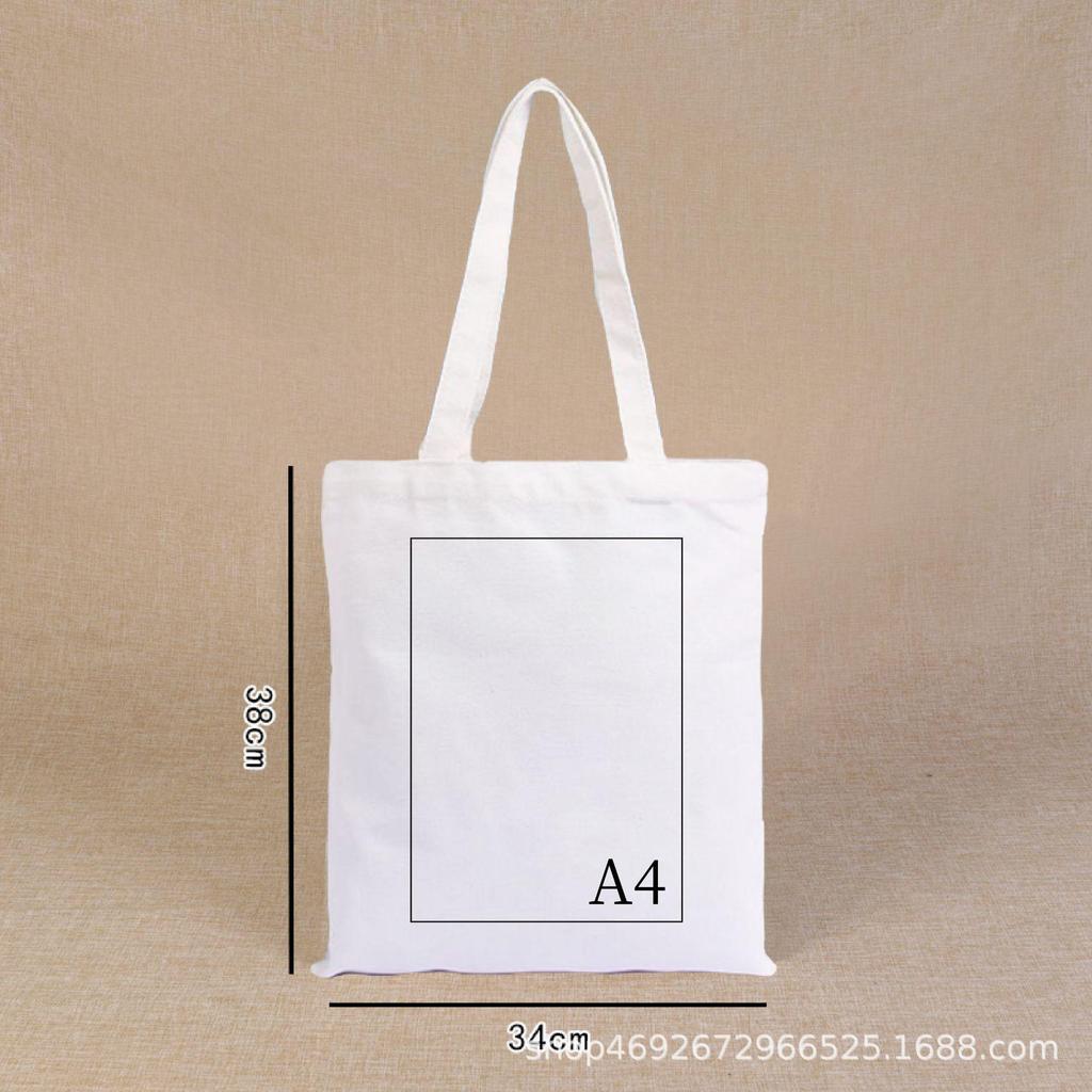 Custom Logo Canvas Tote Bag - Blank Student & Shopping Bag, DIY Printing Available