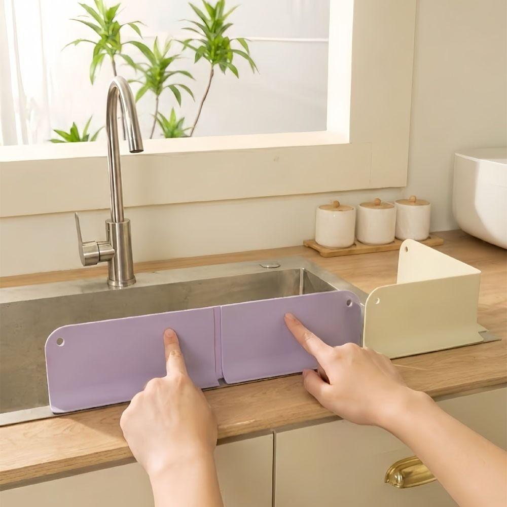 Foldable Silicone Sink Splash Guard Suction Cup Base Folding Water Blocking  Countertop Use