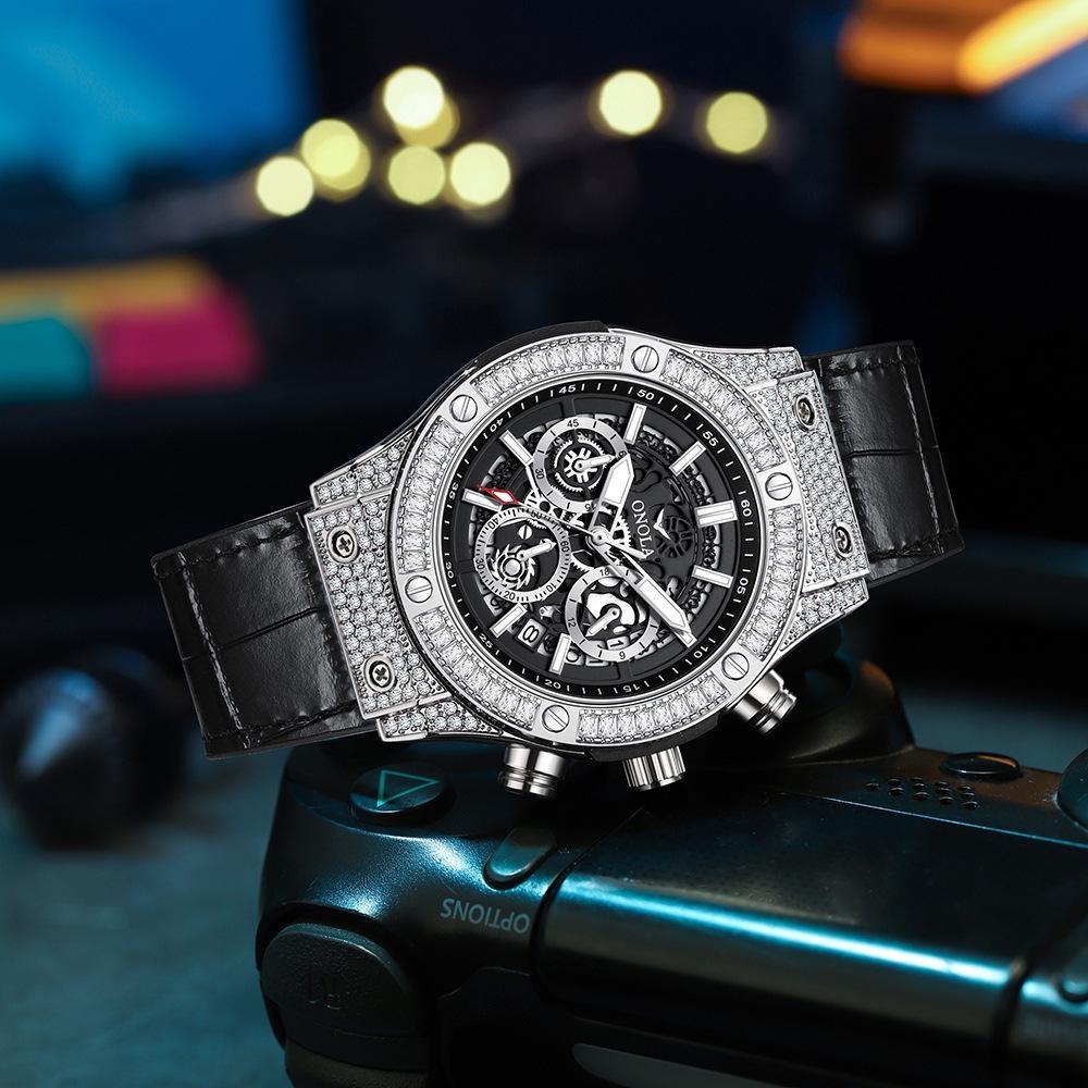 ONOLA Fashion Sports Luxury Men Wristwatch Date Waterproof Luminous Chronograph Man Watch Unique Leather Quartz Men's Watch