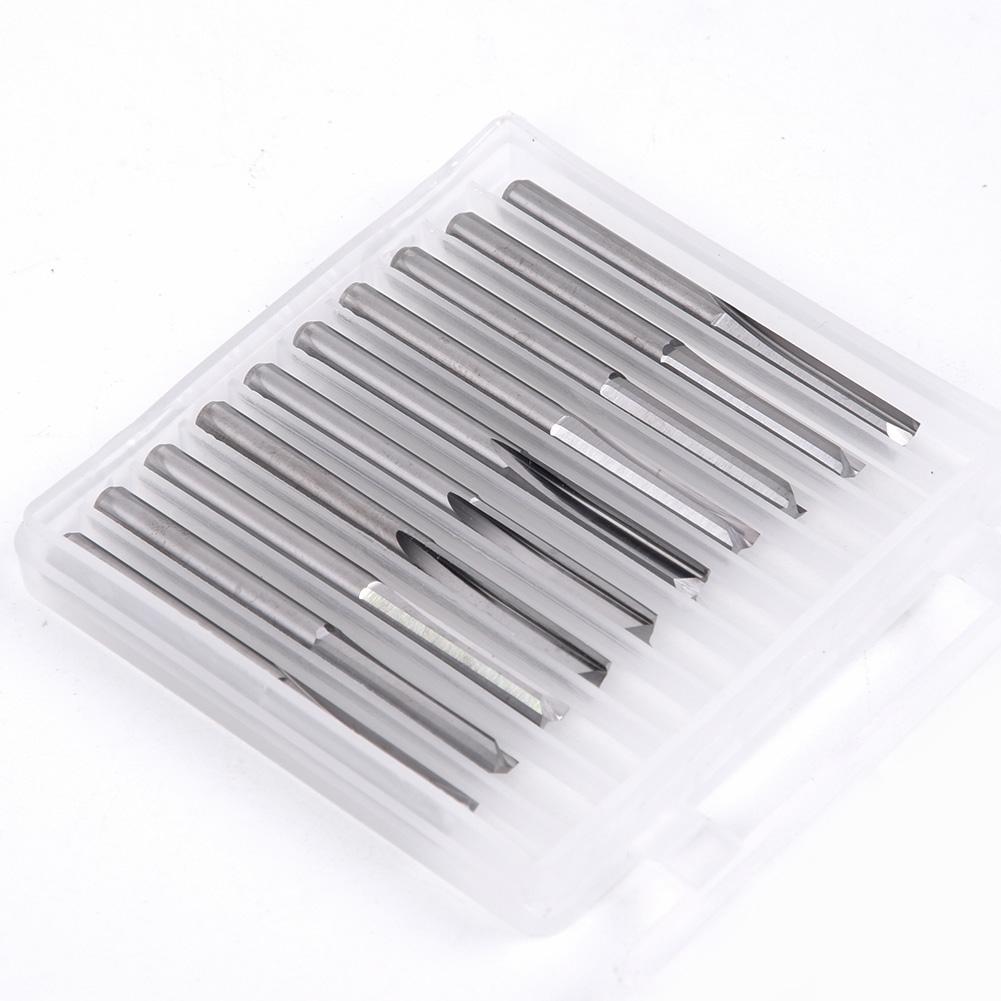 10pcs/ Set 1/8 Shank 2 Flutes Straight Slot Carbide End Mill CNC Router Bit Lot