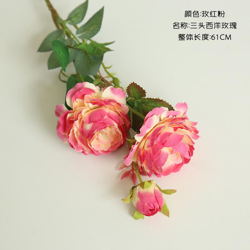 60cm Rose Artificial Flowers 3 Heads Pink White Peonies Silk Flower Wedding Garden Decoration Fake Flower Bouquet Peony Color