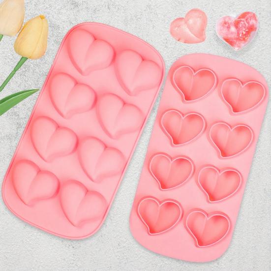Ice Cube Mold Love Shape Silicone 8-Cavity Ice Cube Tray for Chocolates Jelly Puddings Cake Decorations Romantic Ice Cube Maker