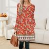 Women's Casual Fashion Long Sleeve Graphic Printed Vintage Dresses With Pockets