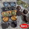 1/8pcs Oval Sunglasses Men Women Vintage Designer Punk Rivet Eyewear Unisex Sun Glasses Trendy Accessories