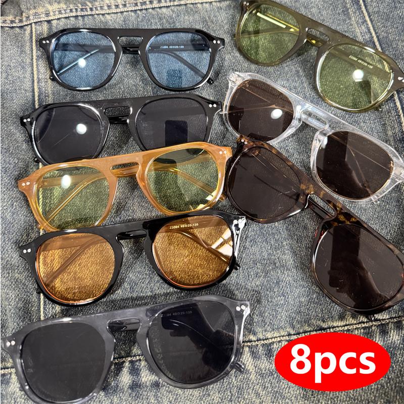 8pcs Oval Sunglasses Men Women Vintage Sun Glasses Brand Designer Punk Rivet Eyeglasses Men s Glasses Unisex Eyewear