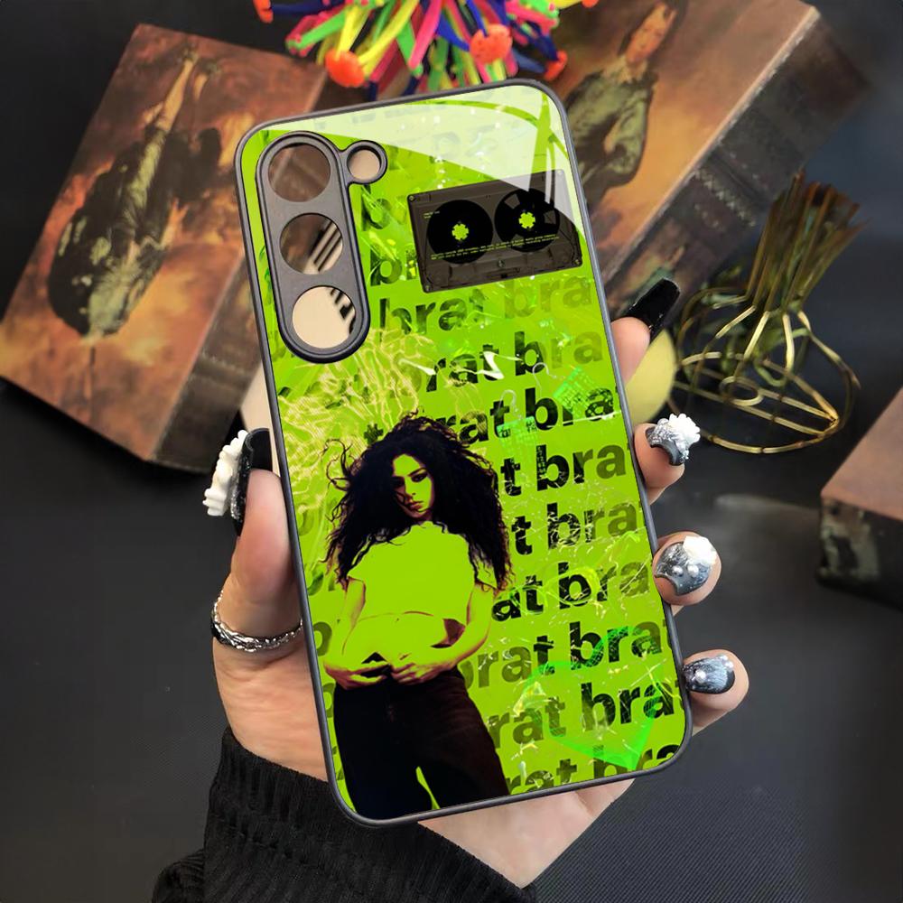 

Singer C-Charli XCX BRAT Phone Case For Samsung Galaxy S26 S25 S24 S23 S22 S20 S21 Ultra Plus Fe Colored Silver Cover Galaxy S22 Ultra 5G
