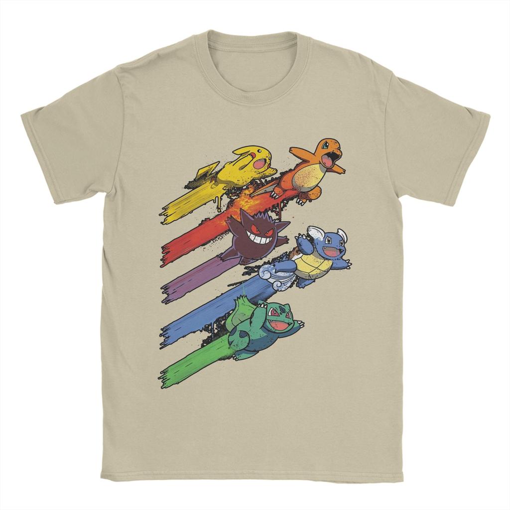 Pokemons T Shirts for Men 100 Cotton Funny TShirts Round Neck  Tee Shirt Short Sleeve Clothing Gift Idea