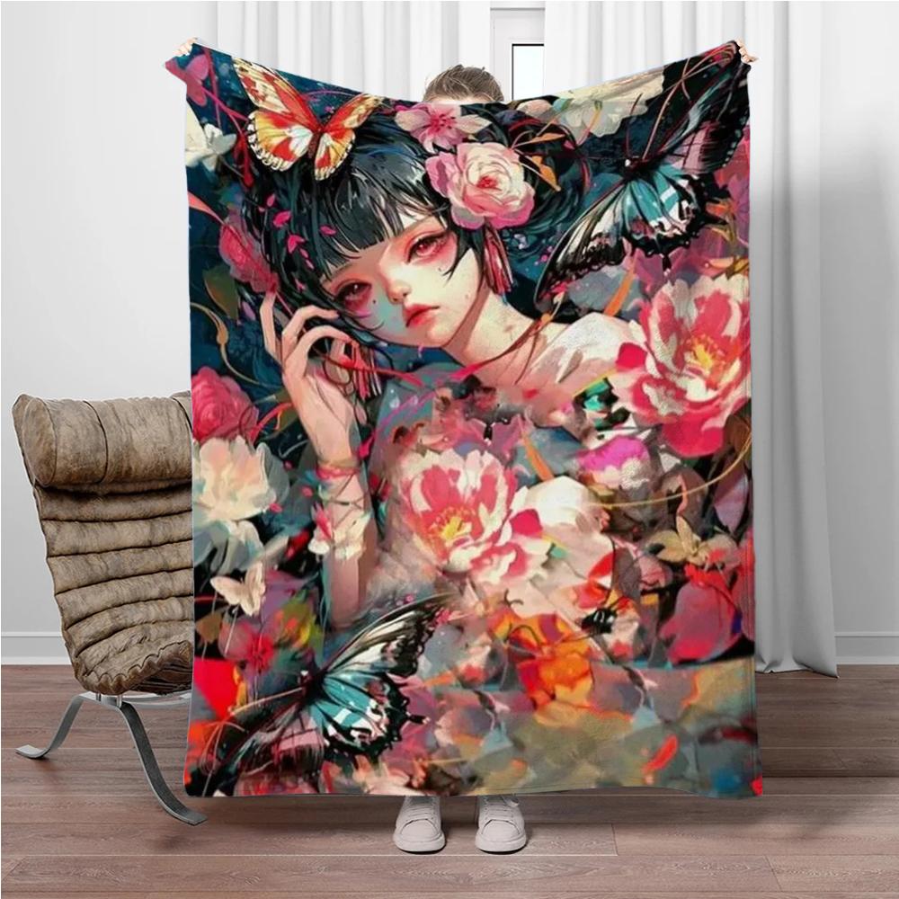 

Art Cartoon Girl Blanket Children Warm Soft Blanket for Sofa Office Picnic Bed Cover Blanket Suitable for Birthday Souvenir Gift 75x90cm