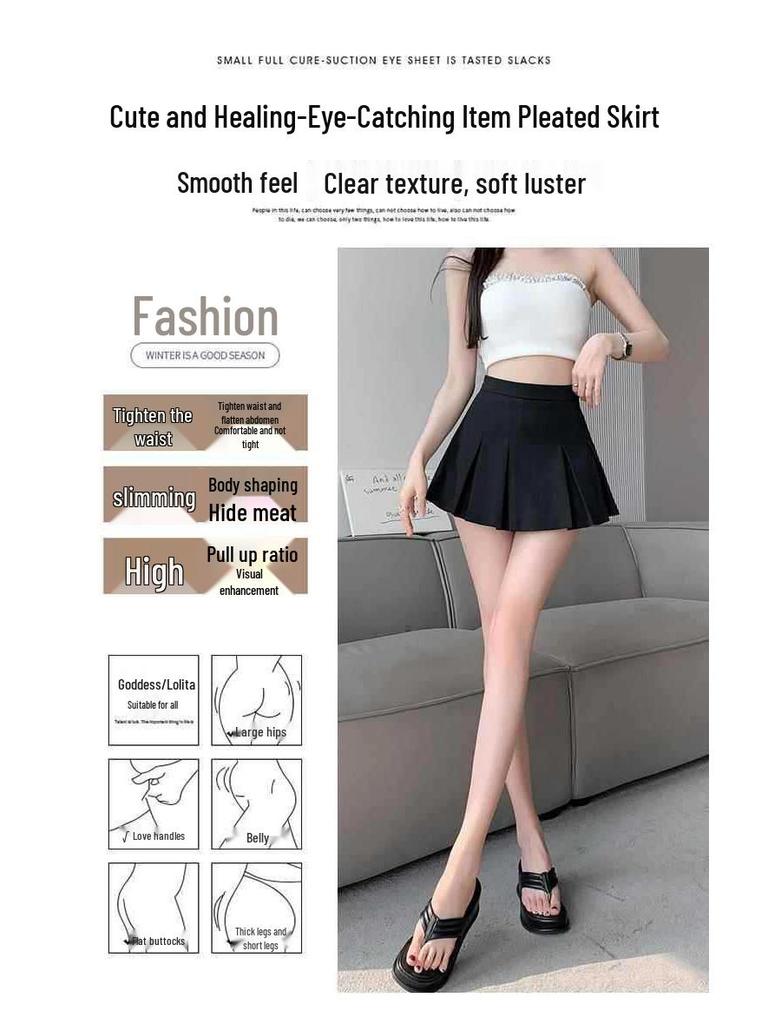Dámska čierna plisovaná sukňa áčkového strihu s vysokým pásom - Jarné zoštíhľujúce culottes