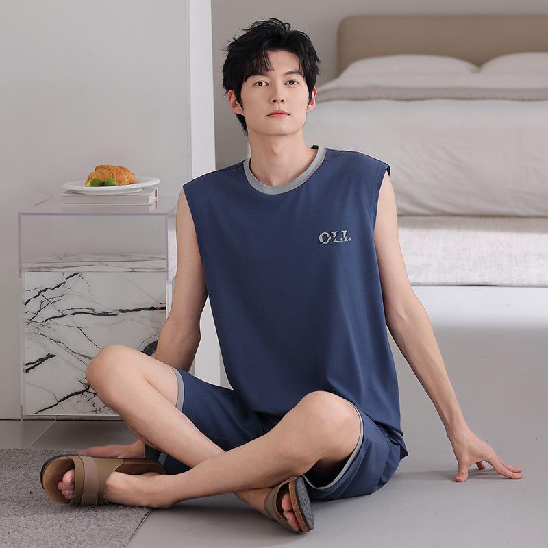 Modal pajamas men's summer summer silk ice silk vest sleeveless shorts loungewear men's thin suit