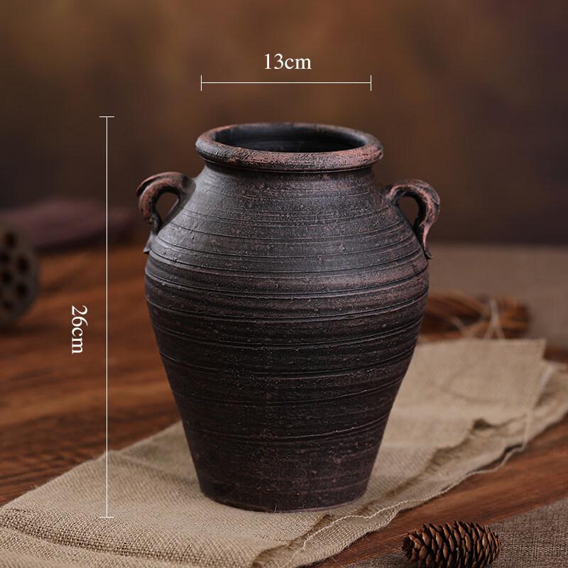 Ретро керамическая напольная ваза с двумя ручками