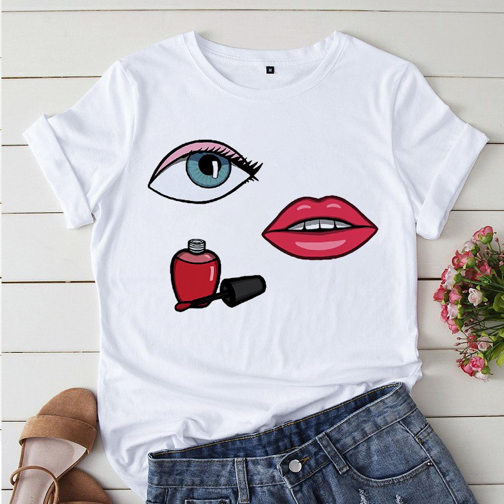Niedlicher Liebes-Nagellack im koreanischen Stil Weiße T-Shirts Damen T-Shirts 90er Grafik-T-Shirt Camiseta Mujer Niedliches lässiges Mädchen-Tee