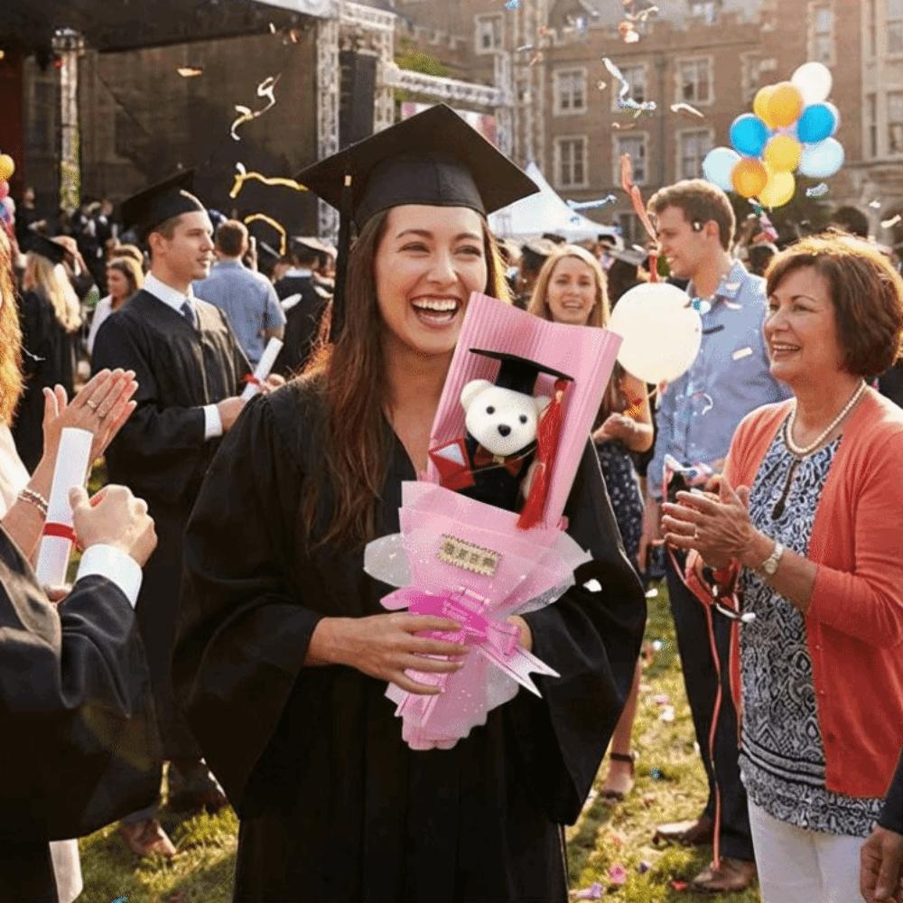 Animal Graduation Bear Bouquet Simulated Stuffed Simulated Bear Plush Toy Bouquet  Birthday