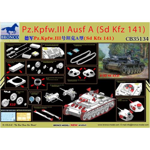 Bronco Model 1/35 German Panzer III Ausf.A Sd.Kfz.141 Plastic Model Kit CB35134
