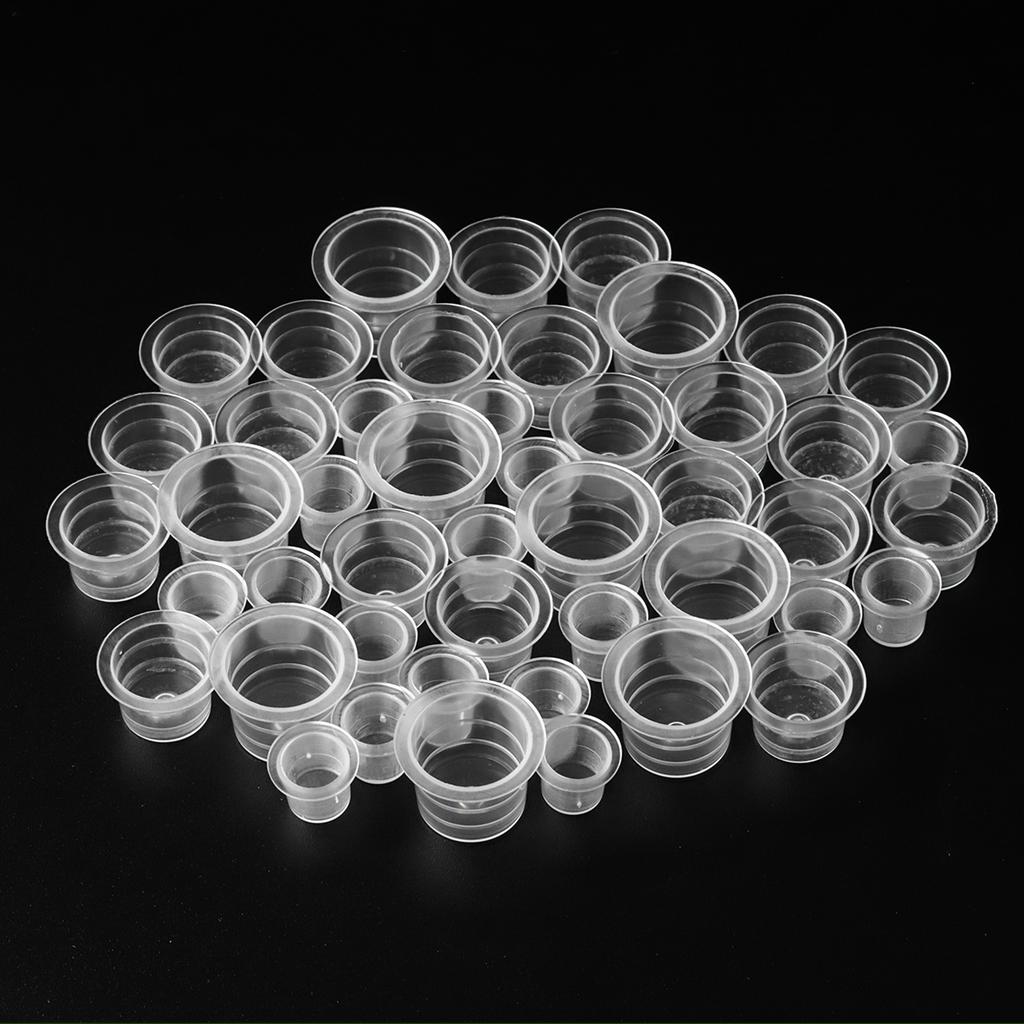 DM Top Quality 1000pcs Disposable Plastic Tattoo Ink Cups Permanent Makeup Pigment Clear Holder Container Cap Tattoo Accessory