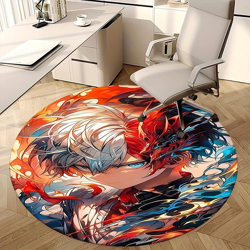 1pc Anime Design Round Carpet Office Chair Mat, Non Slip Rug for Anime Lovers | Festival Gift, Decor | Home Office, Living Room, Bedroom