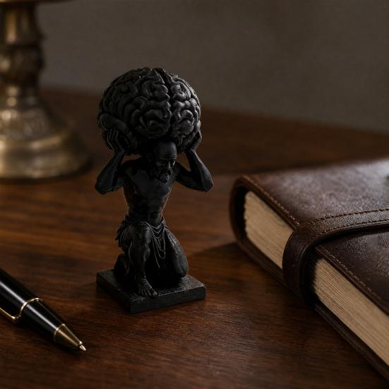 Desktop Ornament, Stress Relief Dark Matte Texture Figure, 3D Printed Funny Brain Sculpture for Office Study