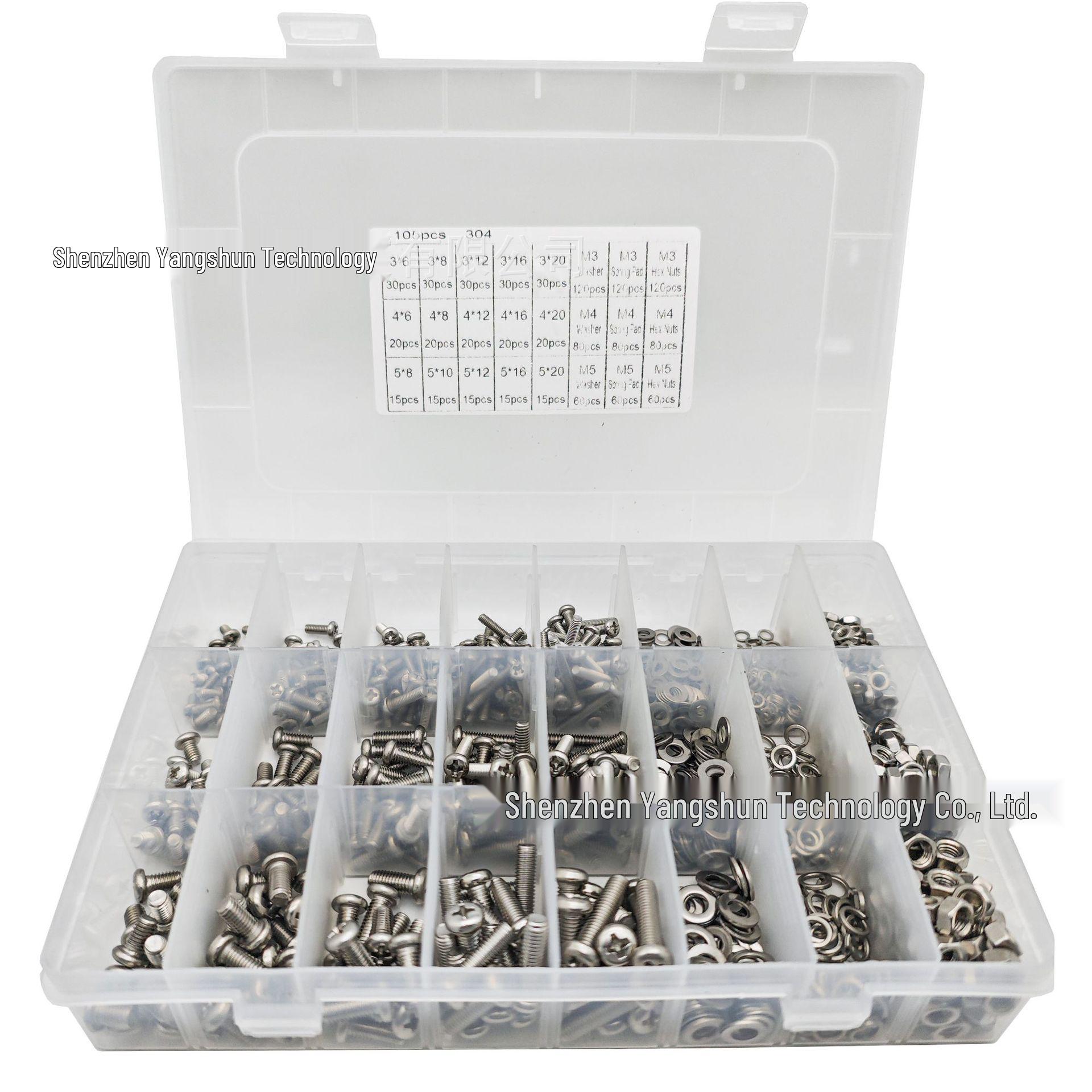 1105-Piece M3/M4/M5 Stainless Steel Screw, Nut & Washer Set