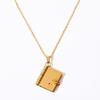 Individuell graviertes 18K Gold Edelstahl Buch Halskette Trendig Personalisiert Hypoallergen Wasserdicht Schmuck Geschenk für Frauen