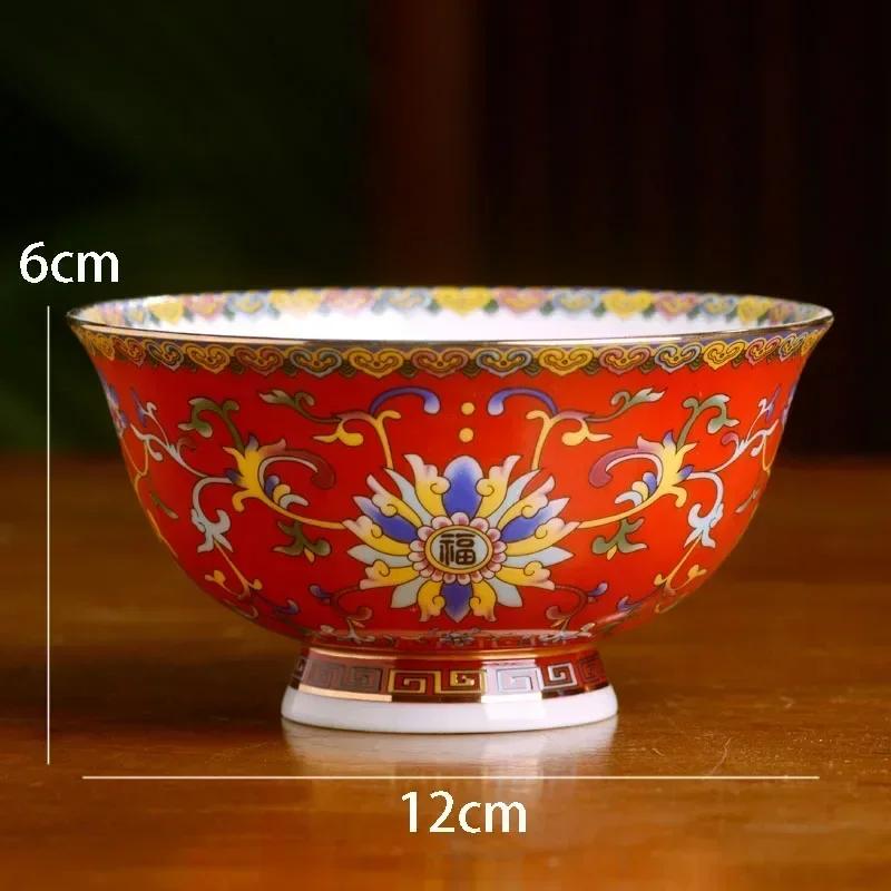 Emaljröd Keramisk Middagsservis Tallrikar och Fat Kinesiska Vintage Tallrikar och Skålar Hushålls Porslin Matsal Serveringsbricka