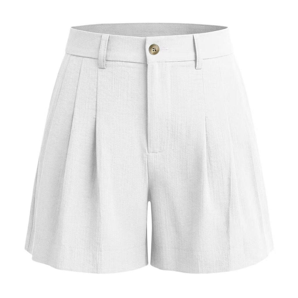 Damen Reißverschlusstasche Falten Casual Shorts 2026