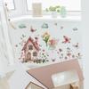 Fairy Tale Cartoon House with Flowers Wall Sticker Dreamy Self-Adhesive Decor for Kids Bedroom Living Room Nursery Wall Art
