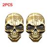 2x 3D Big Black Metal Skull Skeleton Evil Bone Car Emblem Badge Decal Sticker
