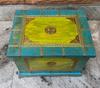 Wooden Painted Brass Trunk Storage Box-Wooden Storage Chest with Brass Accents Unique Bohemian Trunk Box-Drum Chest Home Decor Furniture