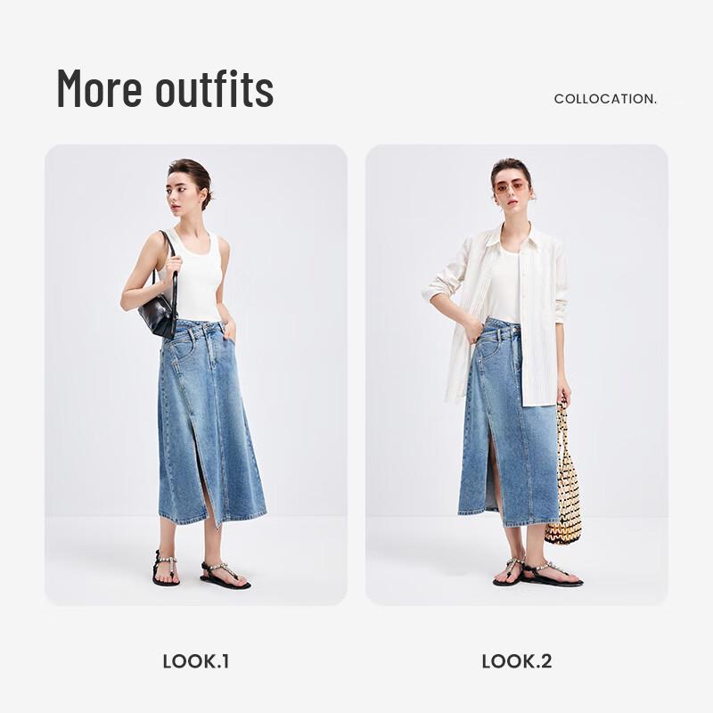 Navicare Women's Thin Denim A-line Skirt