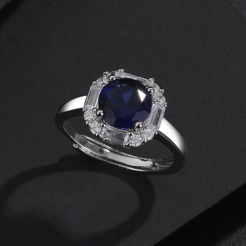 Damen Luxus Minimalistischer Quadratischer Ring mit bunten Zirkonia-Inlays