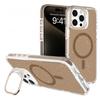 For iPhone 16 Pro Case Compatible with MagSafe Lens Kicktand Glitter PC Phone Cover