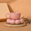 220ml Best Selling Plain Cloud Mug Cute Ceramic Cup with Sunflower Saucer Coffee Cups Plates for Tea Milk Juice