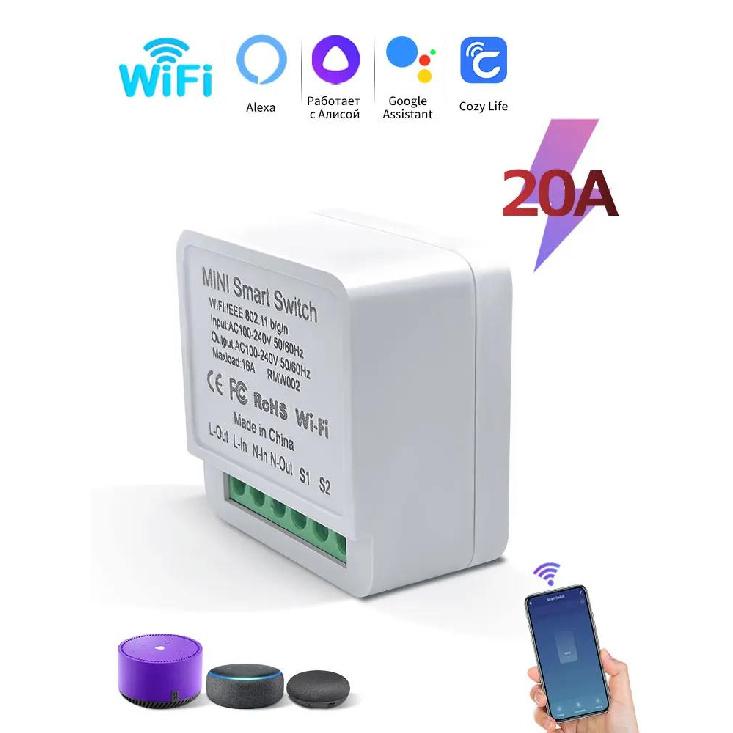 16/20A Wifi Smart Switch Alexa Google Home Alice 2-way DIY Mini Automation Module for Led Lighting Cozylife Remote Voice Control