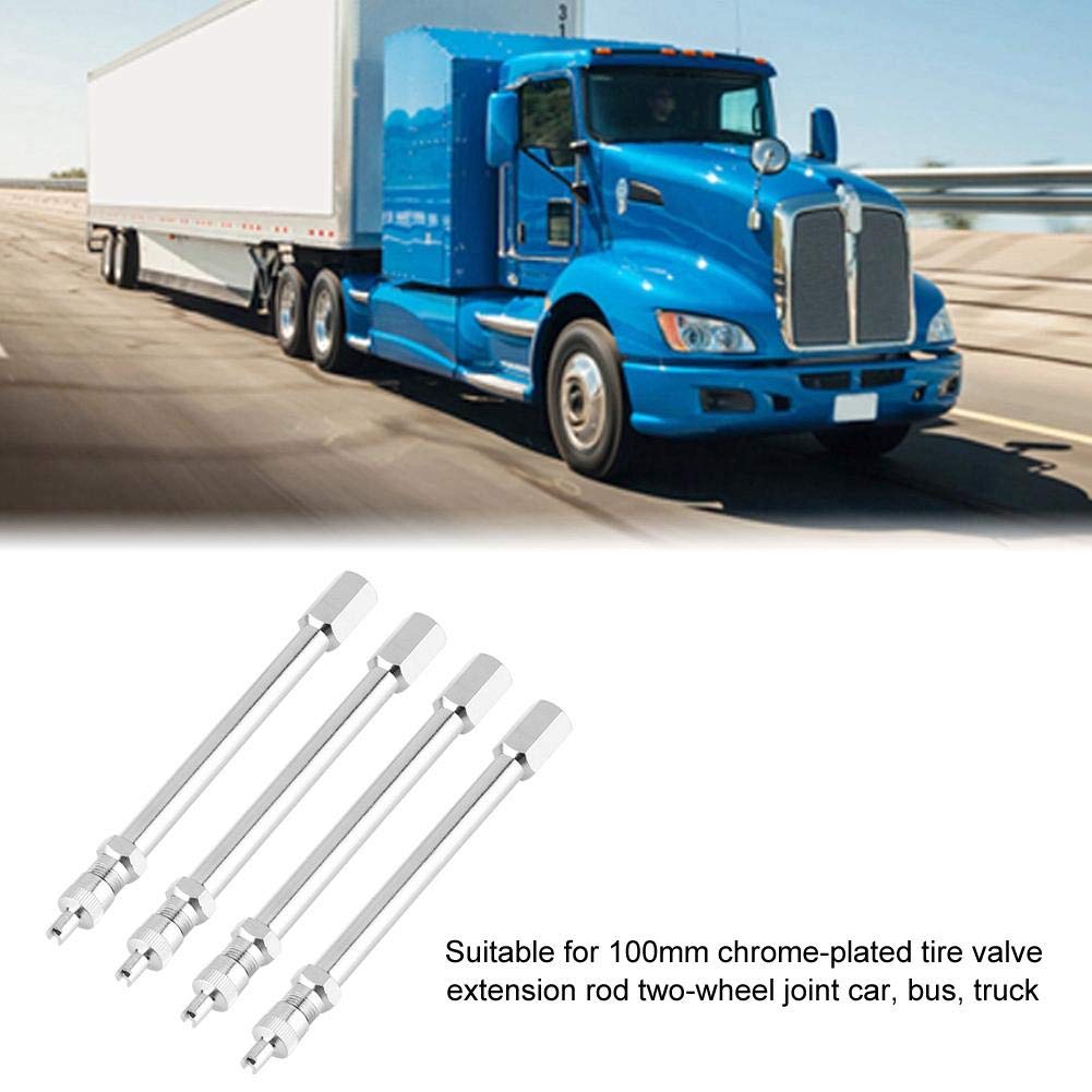 4pcs Truck Extension Valve, Car Tire Valve Extension 100mm Chrome Tire Valve Extension Rod