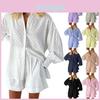 Womens Solid Color Casual Fashion Shirts Puff Sleeves Elegant Tops Shorts Casual Suit
