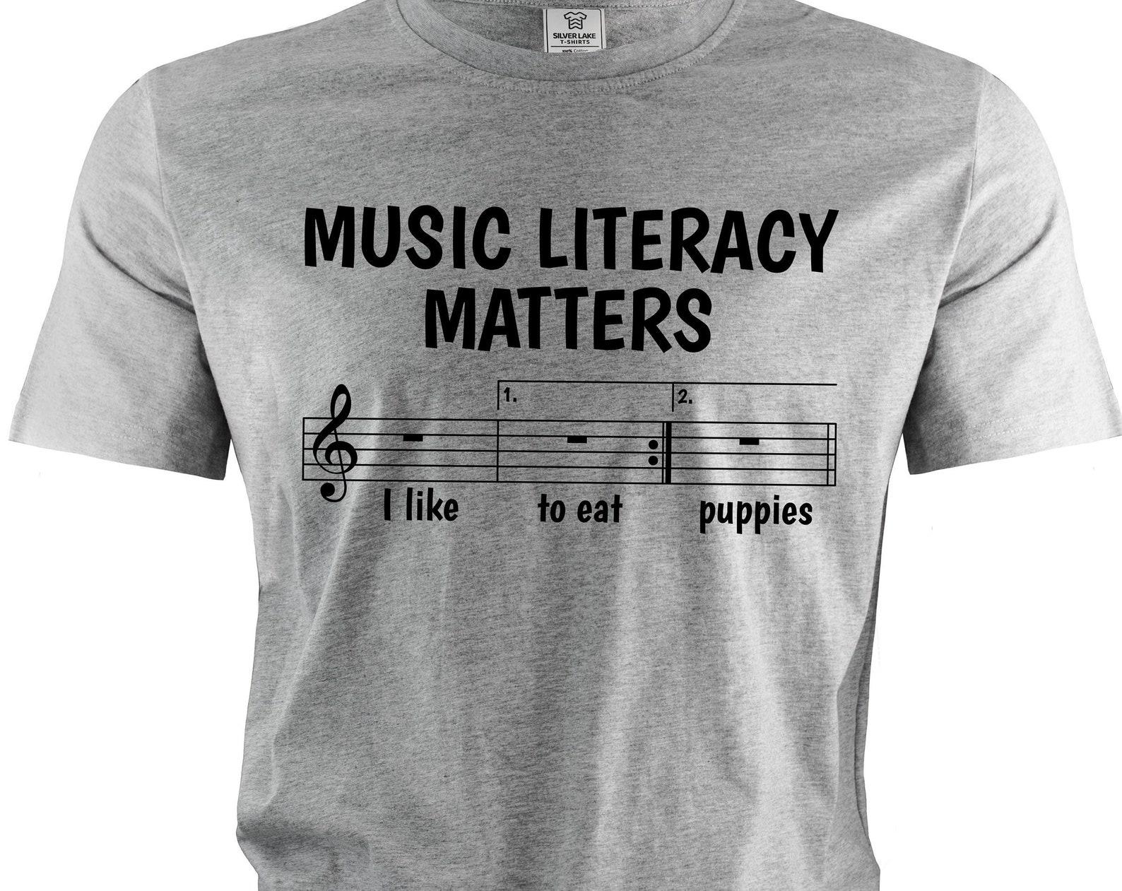 Funny Music T-shirt Music literacy matters funny musician musical notes piano guitar Christmas Birthday Tee shirt 2XL