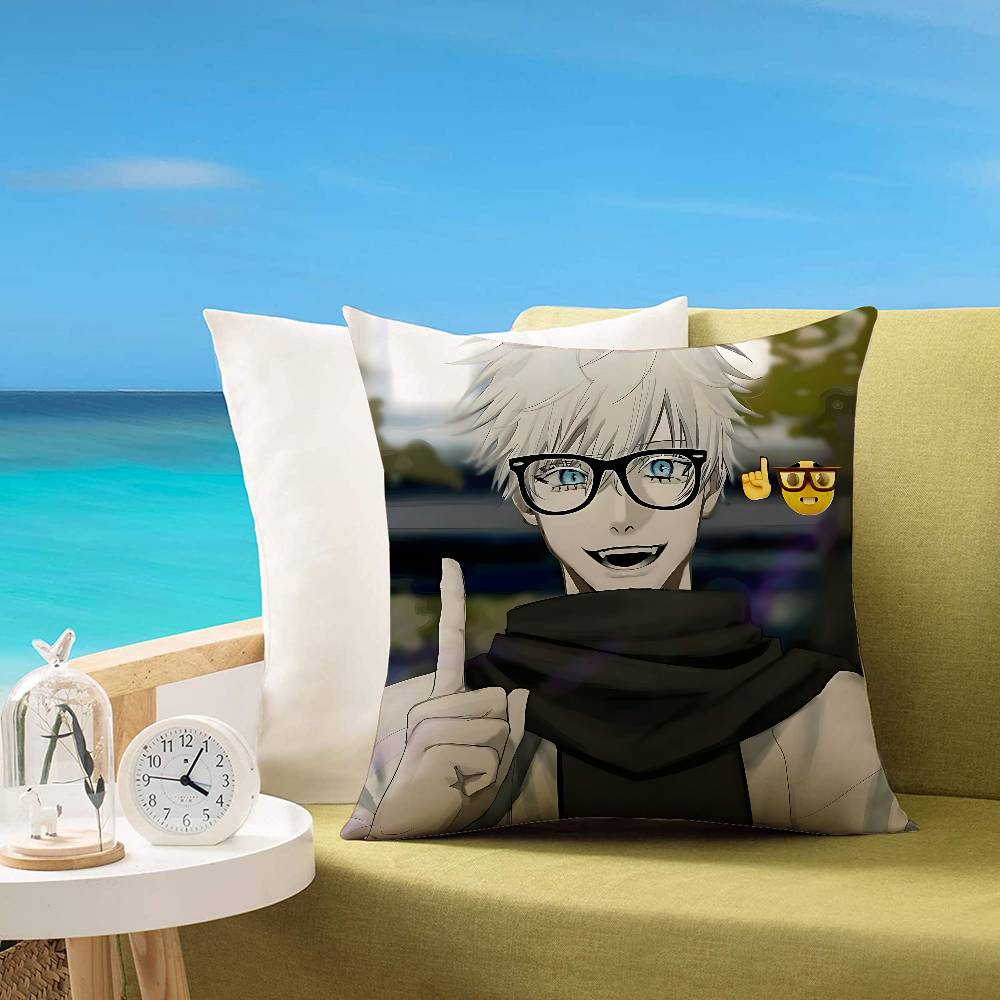 Cartoon G-Gojo Satoru Pillow Case Cushion Cover Soft Cute Throw Pillow Case For Car Sofa Pillowcase Polyester With Zipper