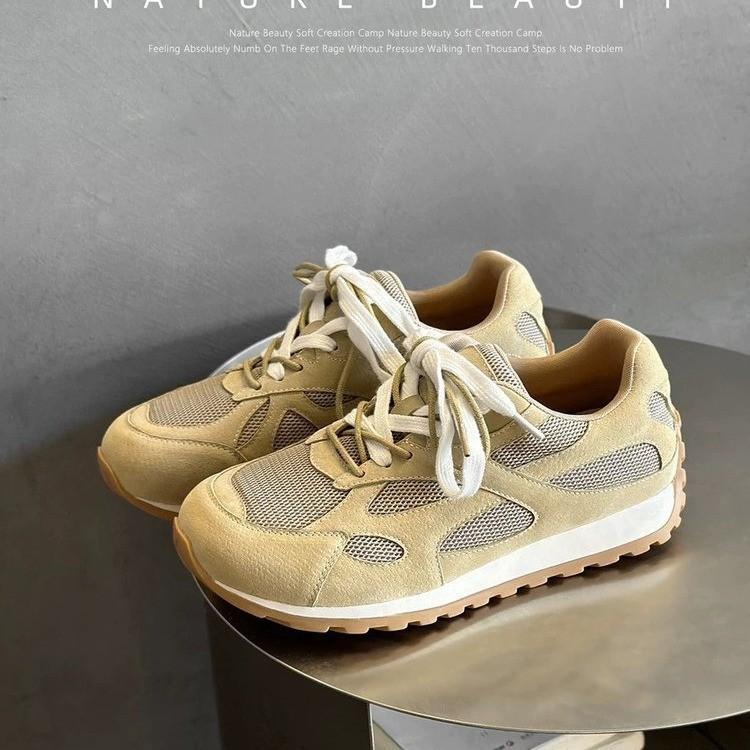 

Кожаные кроссовки на платформе в стиле dad shoes , сетчатые, дышащие, с цветовыми акцентами, для спорта и отдыха, женские, новинка 2025, удобные и универсальные, кроссовки Форрест Гамп 35